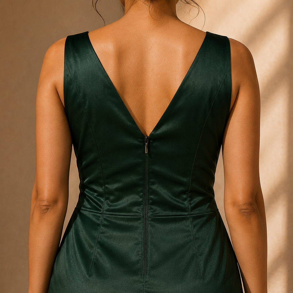 Emerald Bloom Cutout Satin Maxi Dress