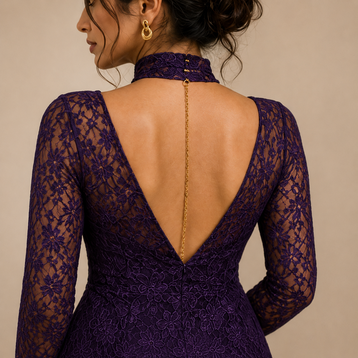 Regal Lace Asymmetric Dress