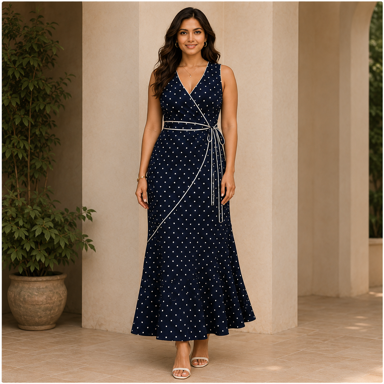 Navy Charm Wrap Dress