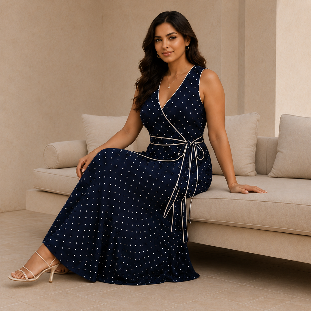 Navy Charm Wrap Dress